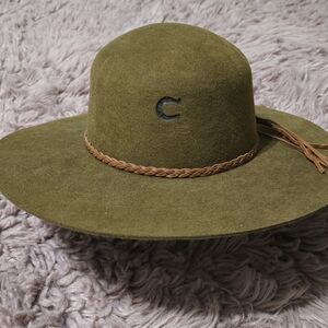 Dark Brown Wide Brim Hat with Braided Band